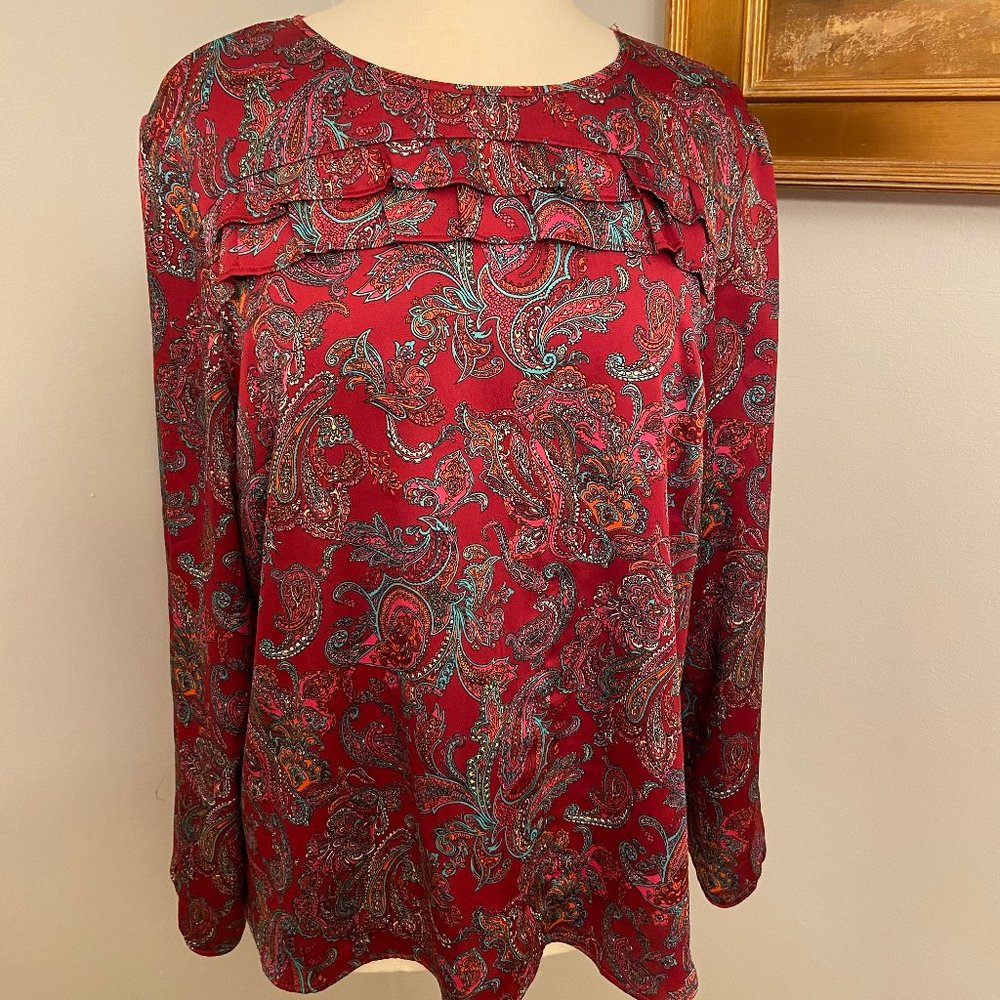 Talbots L Women's Paisley Silk Top